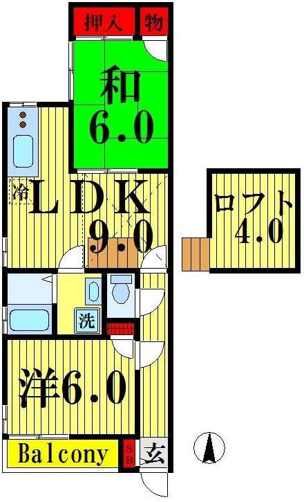 ガーデンハウス松本(2DK/2階)の間取り写真