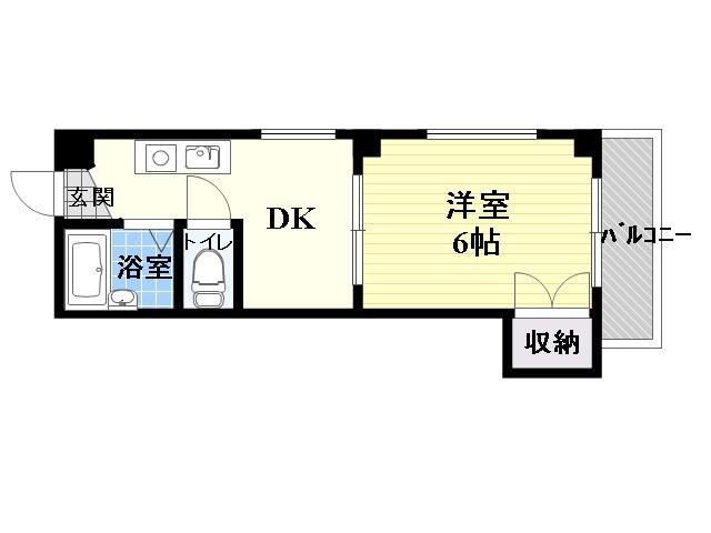 有馬パレス千林(1DK/6階)の間取り写真