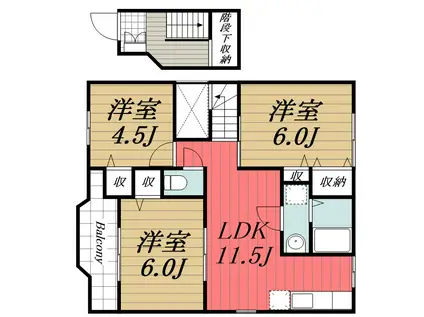 ハ-ヴェストスクエアII(3LDK/2階)の間取り写真