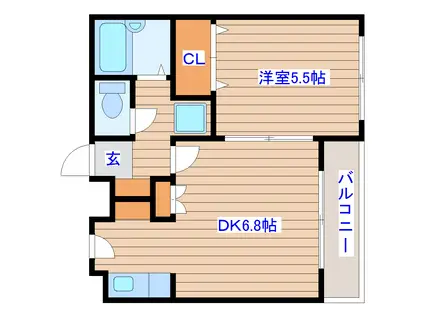 ロイヤルクレストM&S(1DK/2階)の間取り写真
