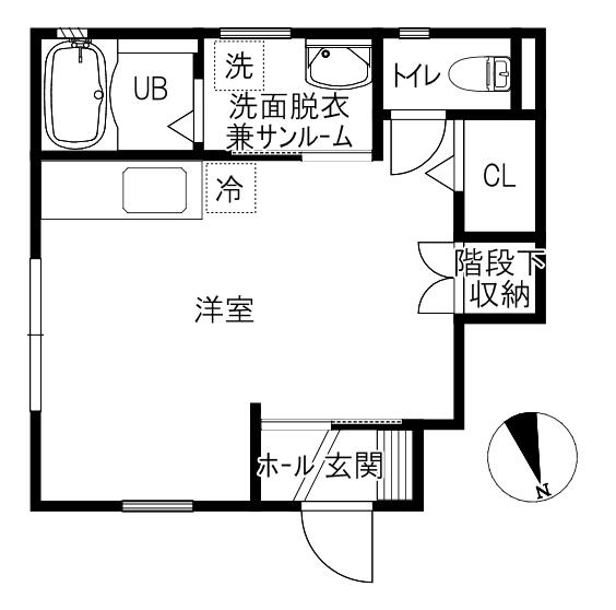 HELENE日の出II(ワンルーム/1階)の間取り写真