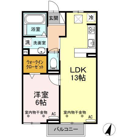 キートスマルカ A棟(1LDK/1階)の間取り写真