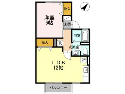 MKハイツIII棟(1LDK/2階)の間取り写真