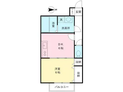 CLAIR白糸台(1DK/1階)の間取り写真