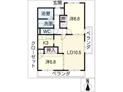 VILLA南島(2LDK/2階)の間取り写真
