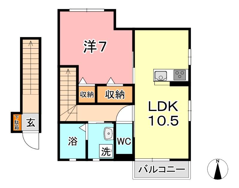 プリーマ II(1LDK/2階)の間取り写真