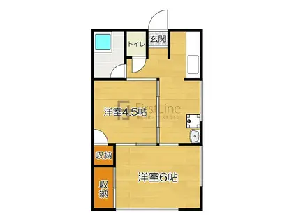 ベリーハイツ筑紫野(2DK/2階)の間取り写真