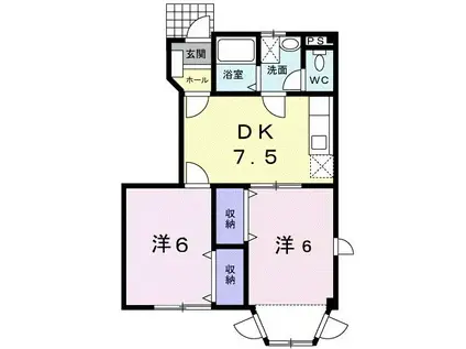 アーバン不知火VIII(2DK/1階)の間取り写真