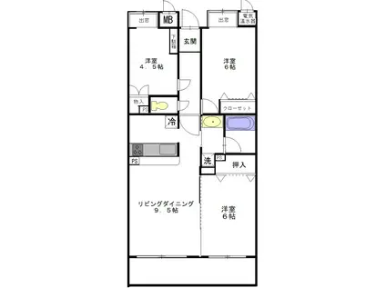 コーナスフロリダ(3LDK/3階)の間取り写真