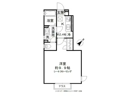 ソリス中目黒(1K/1階)の間取り写真