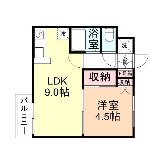 ソレイユ野村深田町(1LDK/2階)の間取り写真