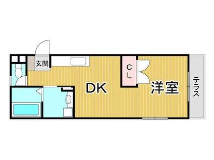 奥ハイツⅡ(1K/1階)の間取り写真