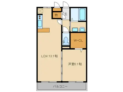 ヴィラ鷺沼(1LDK/3階)の間取り写真