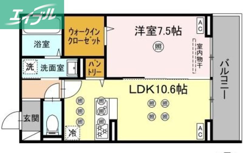 トリシア西崎本町(1LDK/2階)の間取り写真