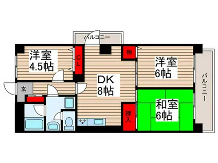 第2フラワーシャトー(3DK/5階)の間取り写真