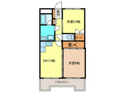 マノアール大橋(2DK/8階)の間取り写真