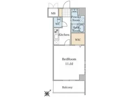 スカイグランデ八千代台(1K/4階)の間取り写真