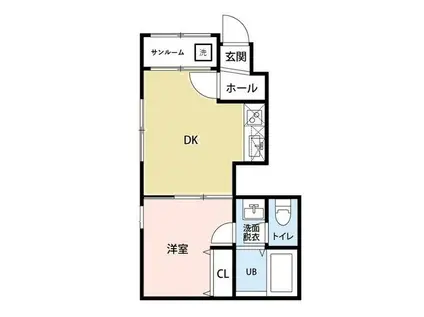 MODEST天神(1DK/1階)の間取り写真