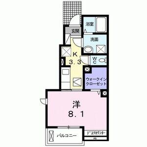 シャンブル(1K/1階)の間取り写真