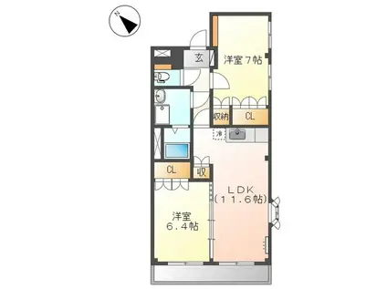 ウェルカムハウス(2LDK/2階)の間取り写真