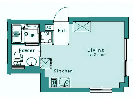 エクサム不動前(ワンルーム/1階)の間取り写真