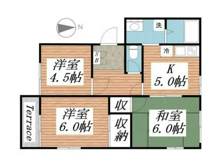 リバティ―ハイツA(3K/1階)の間取り写真