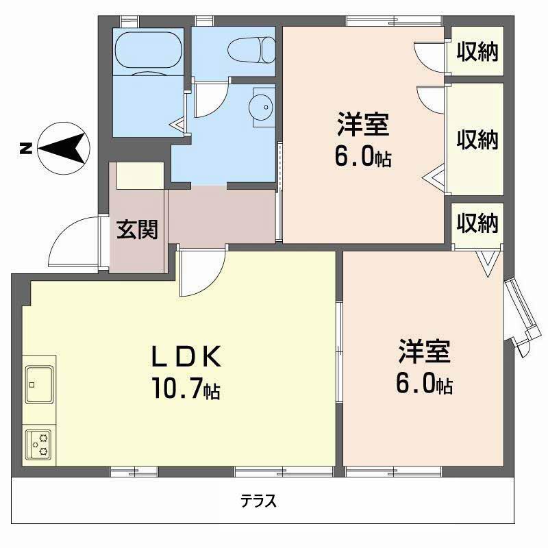 リベール藤(2LDK/1階)の間取り写真