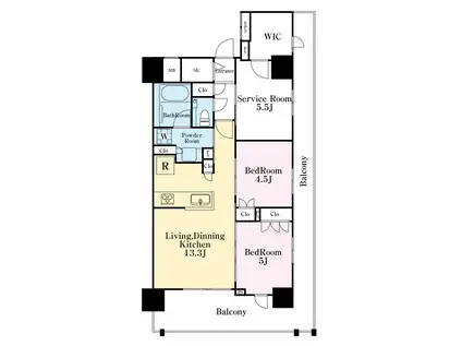 エクセレントシティ千葉登戸(2SLDK/7階)の間取り写真