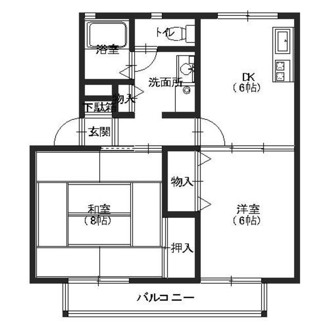 ファミール石瀬(2DK/2階)の間取り写真