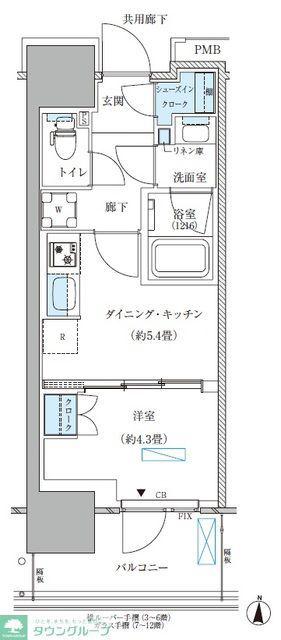 パークアクシス西大島コンフォートスクエア(1DK/9階)の間取り写真