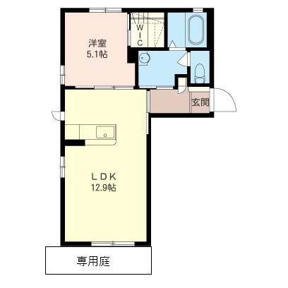 ラティールA(1LDK/1階)の間取り写真