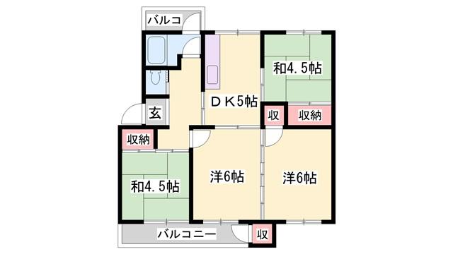 京口団地(4K/2階)の間取り写真