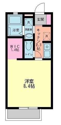 LA SAISON くず葉の森 G棟(ワンルーム/2階)の間取り写真