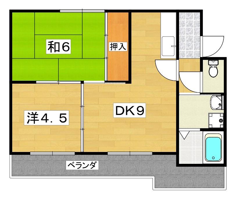 サンライズ成田(2DK/2階)の間取り写真