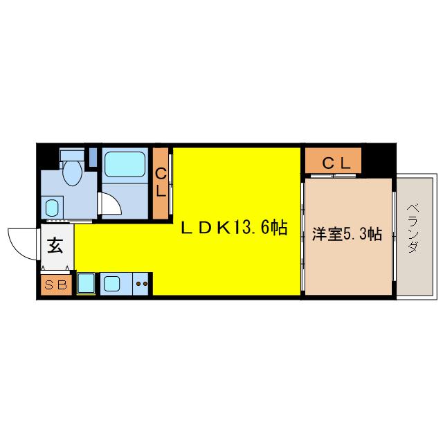 URESIDENCETENMABASHI(1LDK/2階)の間取り写真