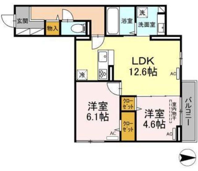 アヴァンス西亀有(2LDK/2階)の間取り写真