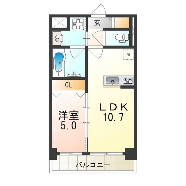 ロンド・エーデルワイス(1LDK/5階)の間取り写真