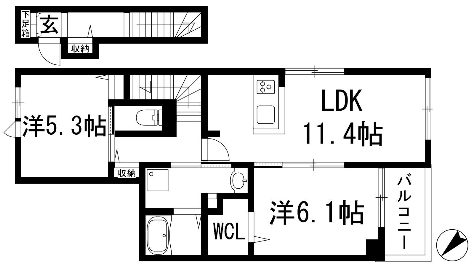 グリーンレジデンス(2LDK/2階)の間取り写真