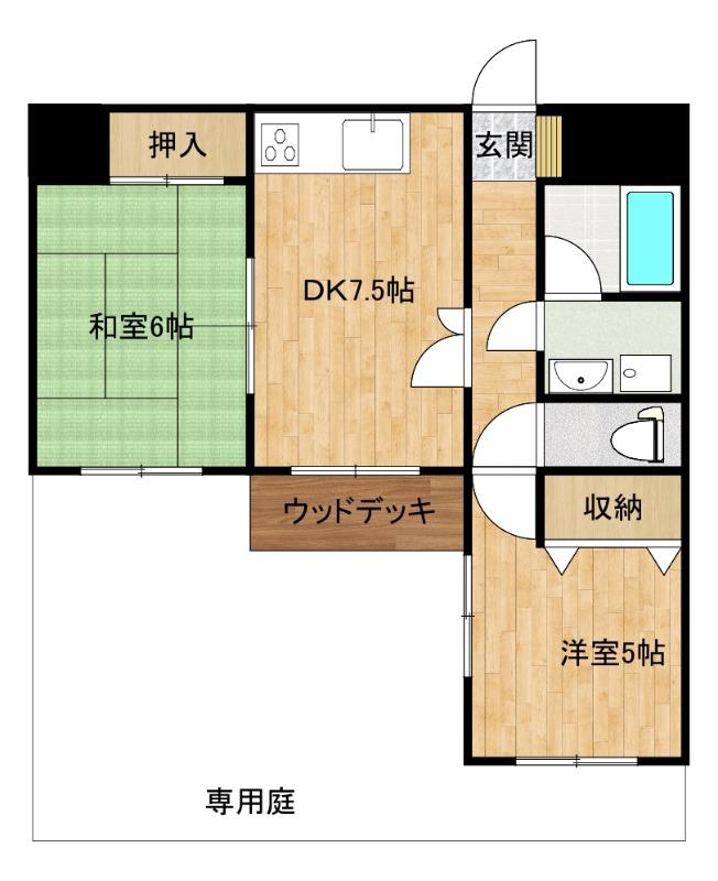 ダイアパレス慶徳(2DK/1階)の間取り写真
