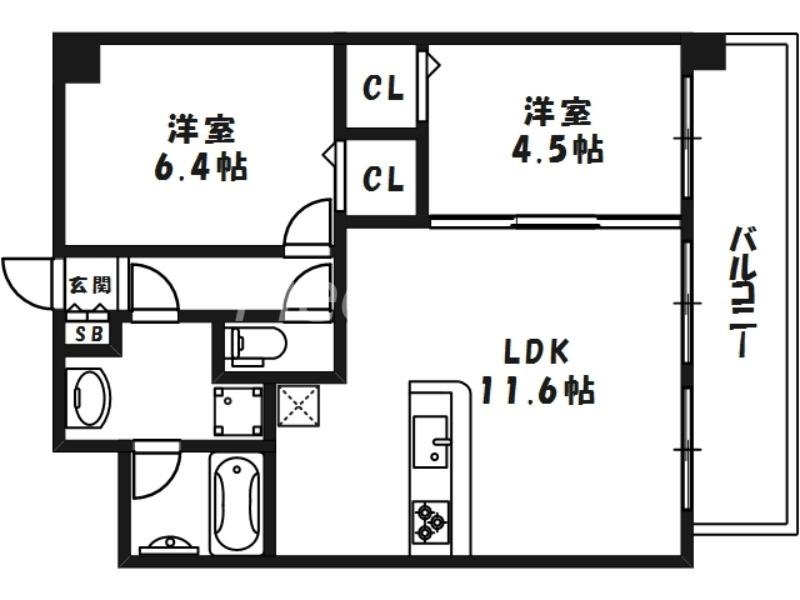 BRILLER UMEKITA(2LDK/7階)の間取り写真