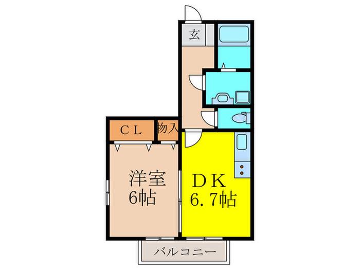 クレセントコート(1DK/1階)の間取り写真