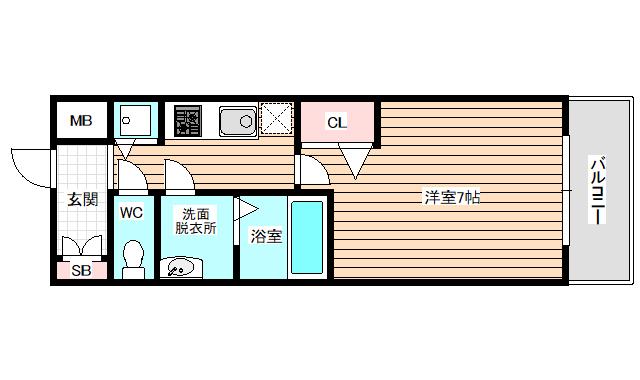 プレサンス大阪福島シエル(1K/6階)の間取り写真