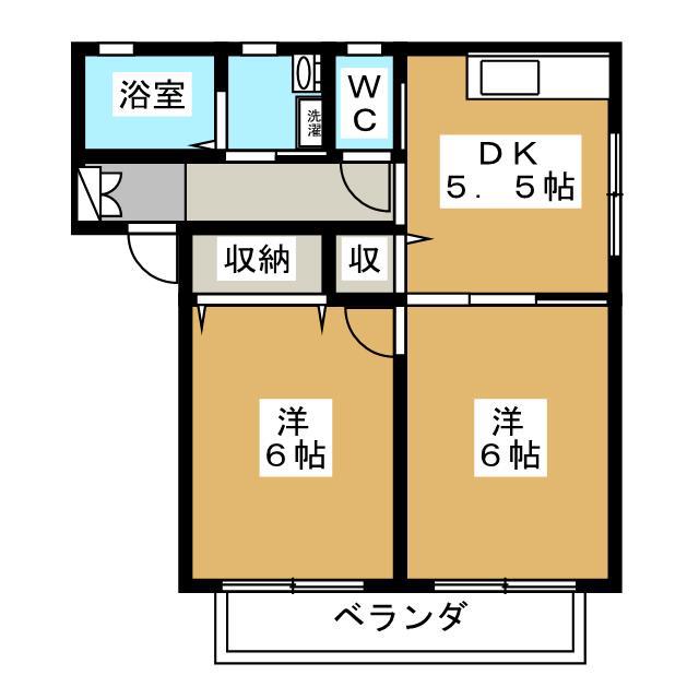 平田の森緑謳館(2K/2階)の間取り写真