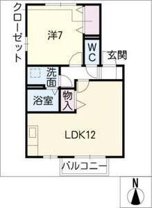 トゥインクルコート城山II(1LDK/1階)の間取り写真