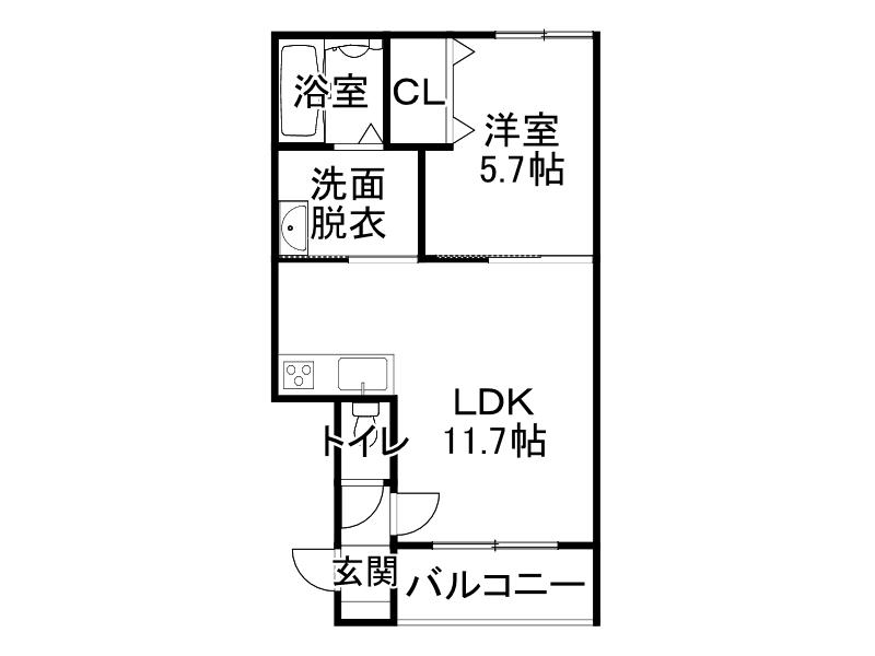 KN白樺16.20(1LDK/1階)の間取り写真