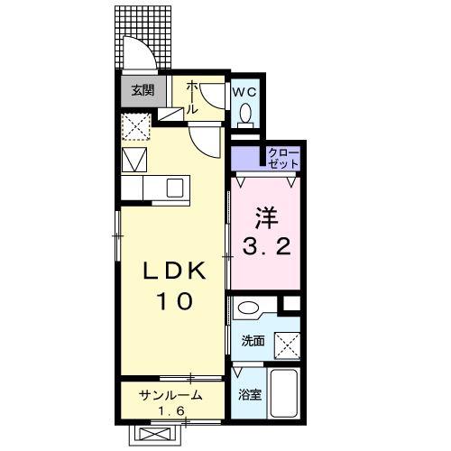 ラ・ヴィテッセβ(1LDK/1階)の間取り写真