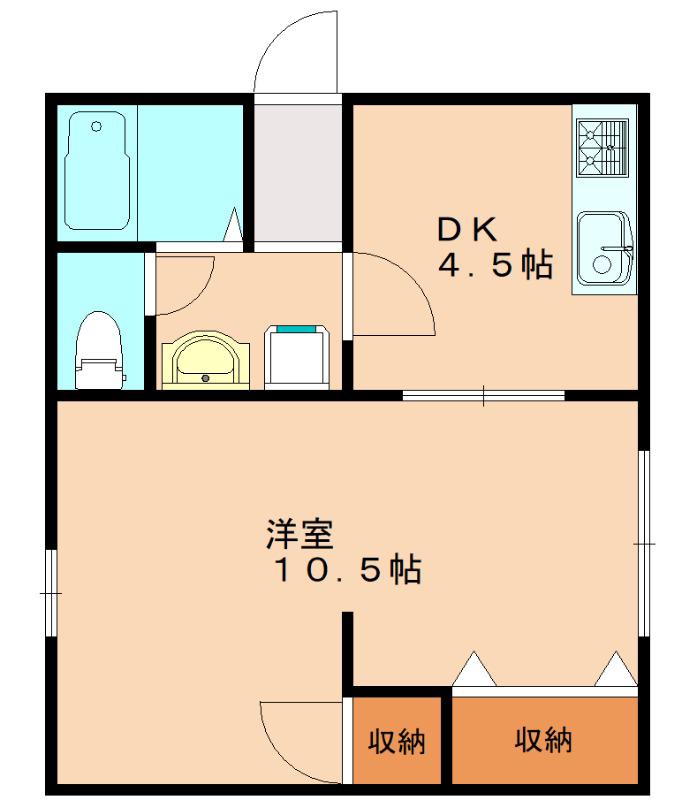 アブニール(1DK/1階)の間取り写真