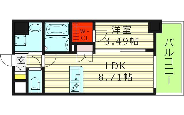 サムティ京橋クリア(1LDK/8階)の間取り写真