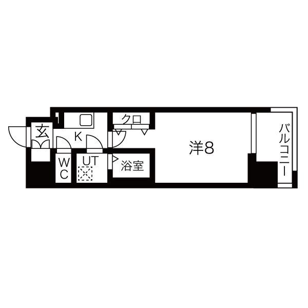ワールドアイ難波南PORTA(1K/3階)の間取り写真