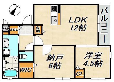 ワコーレヴィータ宝田町(1SLDK/3階)の間取り写真